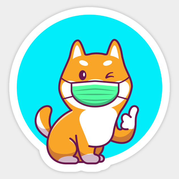 Cute Shiba Inu Wearing Mask With Thumbs Up Cartoon Sticker by Catalyst Labs